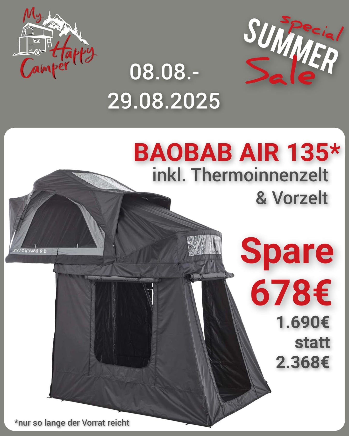Baobab air 135 mit Vorzelt und Thermoinnenzelt im Summer Sale 